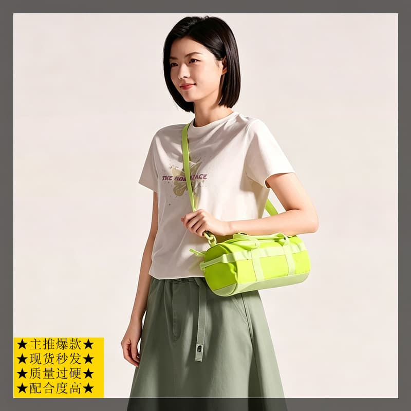 The North Face's same mini cylindrical crossbody bag, water-repellent nylon travel fitness bucket bag, casual shoulder bag