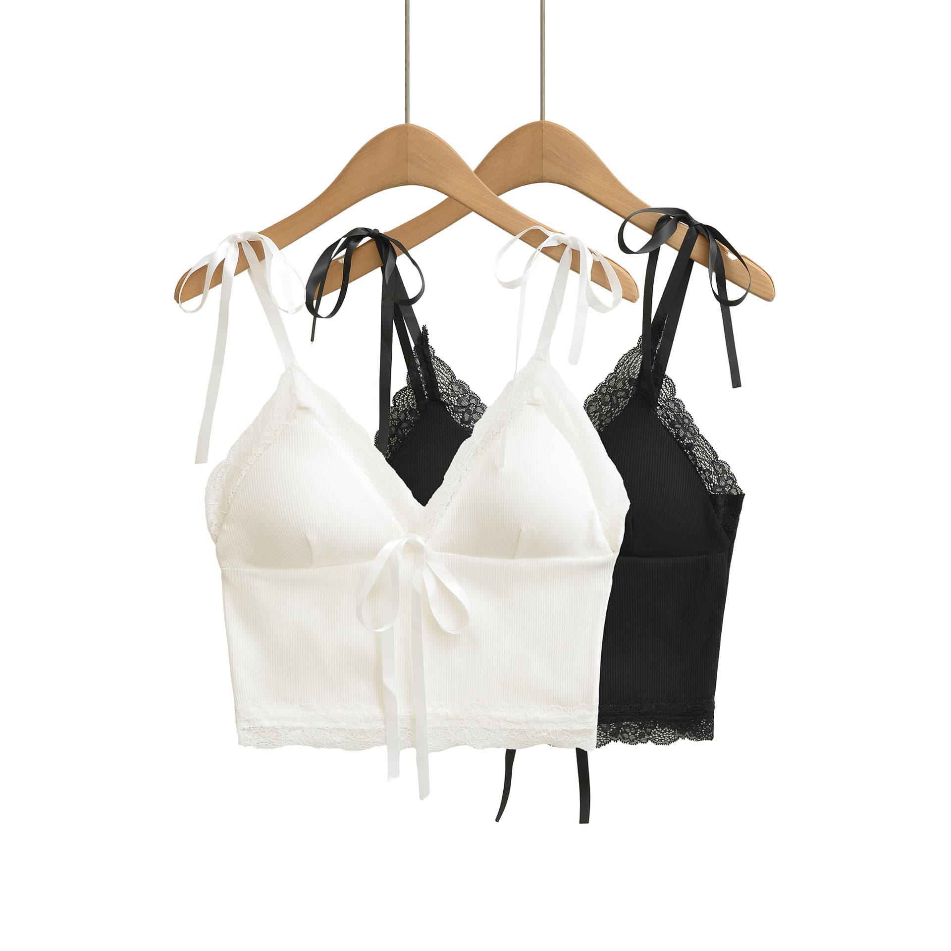 D177-2025 Summer Fashion Lace Cute Camisole Tube Top with Padded Cups V-Neck Lace Camisole
