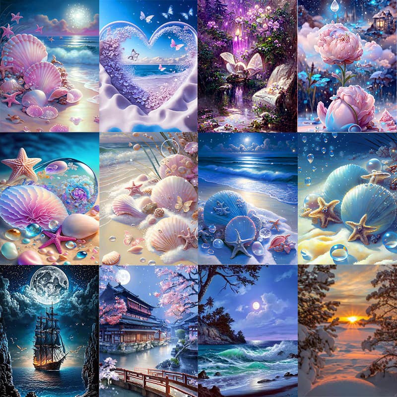 5D Scenery and Floral DIY Full Diamond Painting for Living Room, Bedroom, Hallway Decorative Art Piece