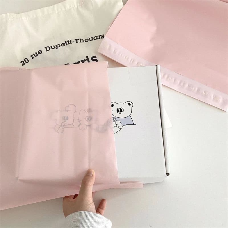 12-micron Thick Express Packaging Bag, Plane Box, High-Aesthetic Card Packaging Material, Gift Wrapping Bag, Waterproof Bag, Pink
