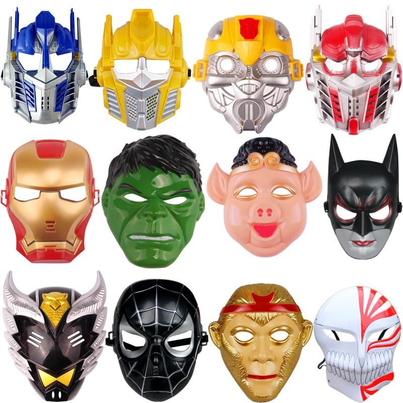 Children's Day Anime Cartoon Mask Spider-Man Transformers Batman Kids Hero Role-Play Props