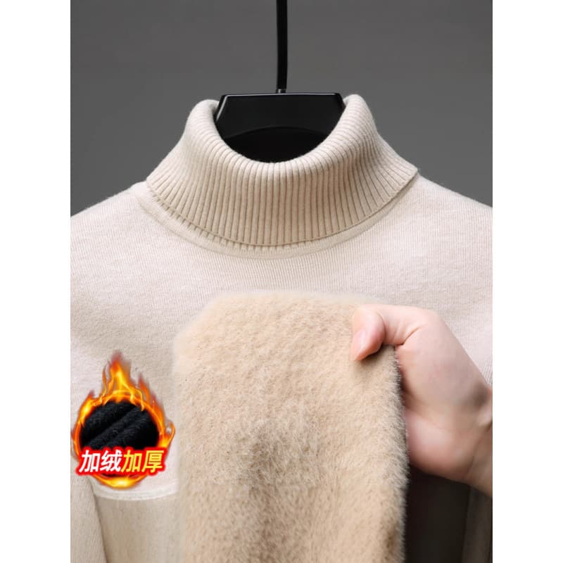 Men's All-in-One Fleece Sweater 2026 Fall/Winter New Style High Neck Thickened Casual Knit Pullover Wholesale