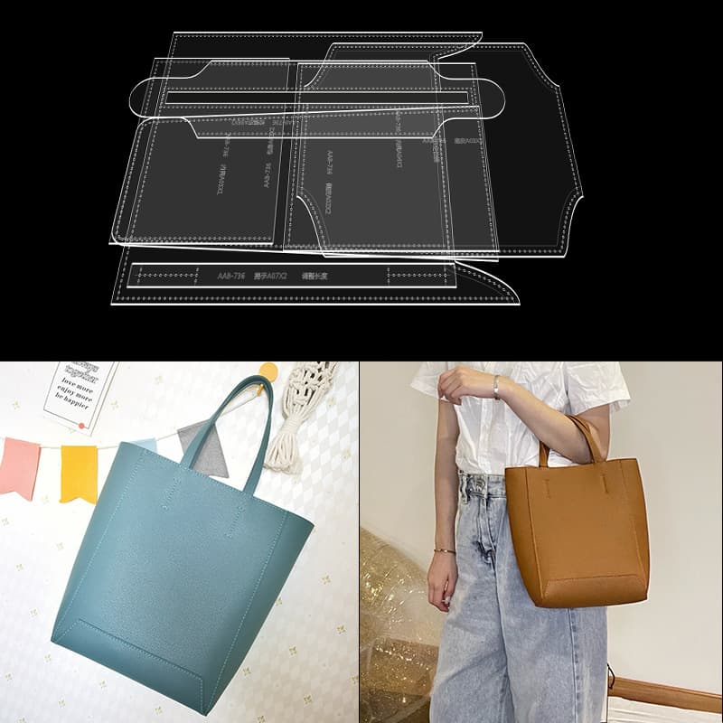 Handmade Leather Goods Version Bucket Bag Tote Bag Handbag Commuter Bag Design and Production Version Drawing Template Mold