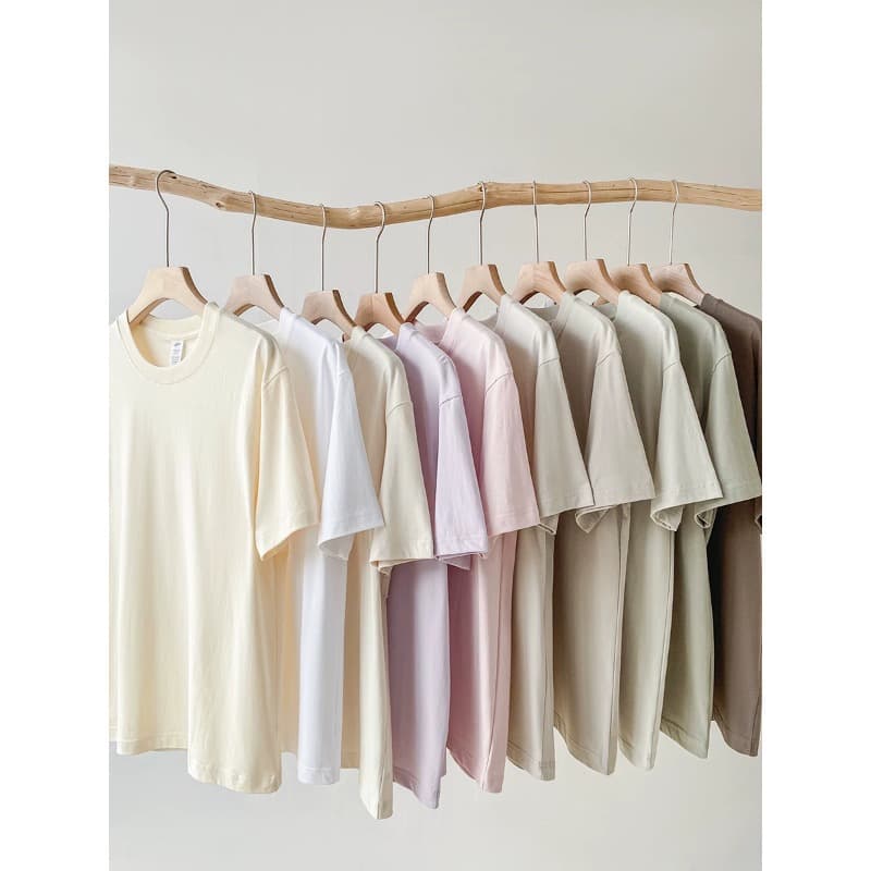 Pure cotton T-shirt women's short-sleeved cotton summer light color loose round neck versatile short-sleeved men's and women's same style