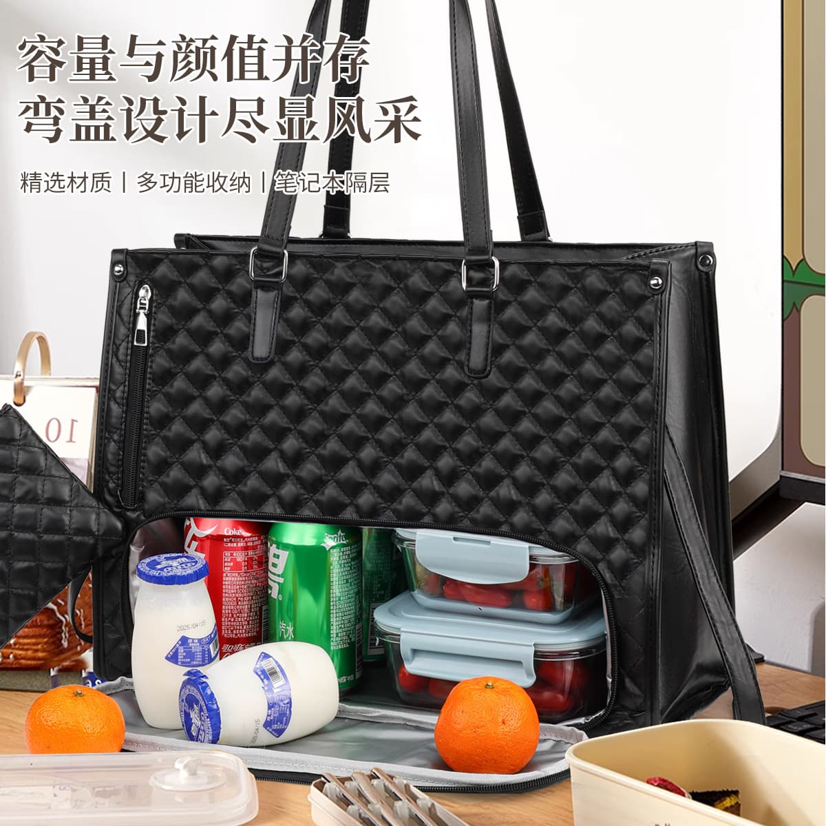 In Stock New 2-in-1 Handbag Lunch Bag Set Large Tote Bag Insulated Lunch Box Women's Crossbody Laptop Bag