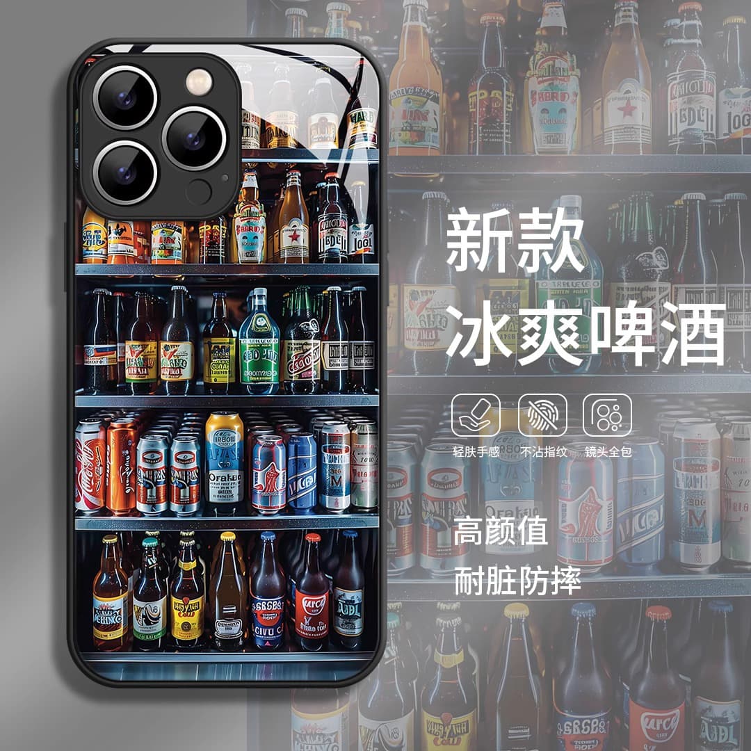 Cold beer suitable for Apple 16E mobile phone case glass 12PRO foreign trade wholesale 13PRO advanced 14xs15