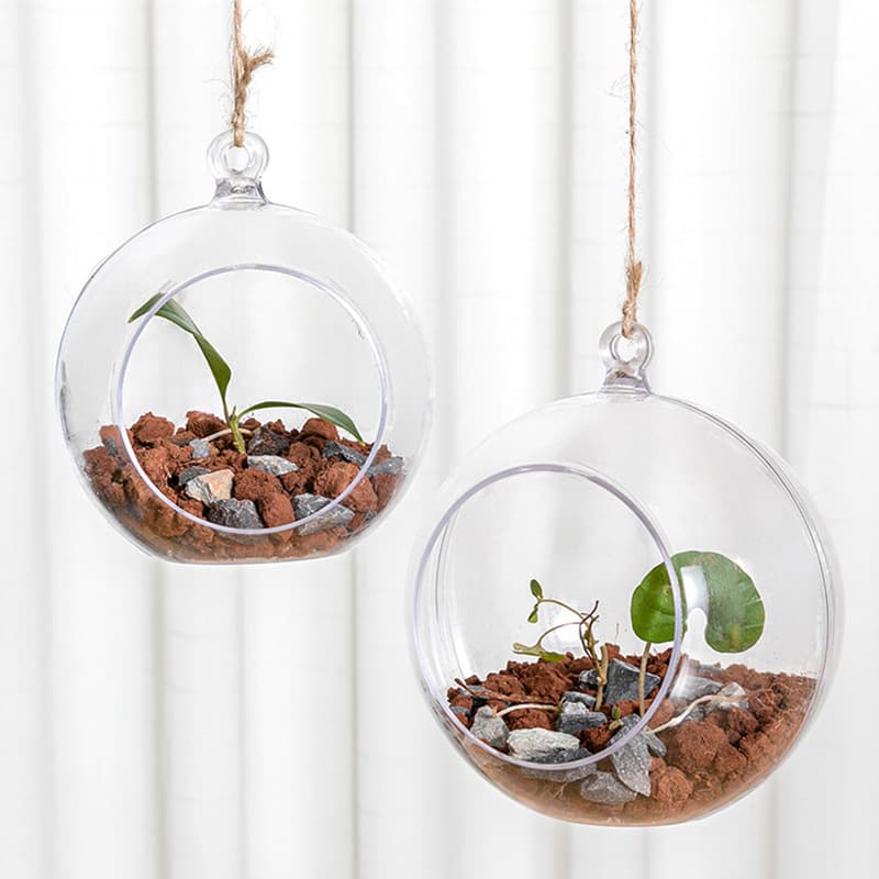 Transparent Plastic Flower Pot Artificial Plant Decorative Pot Wall Hanging Decorative Hanging Pot Spherical Assembly Wall-Mounted Pot