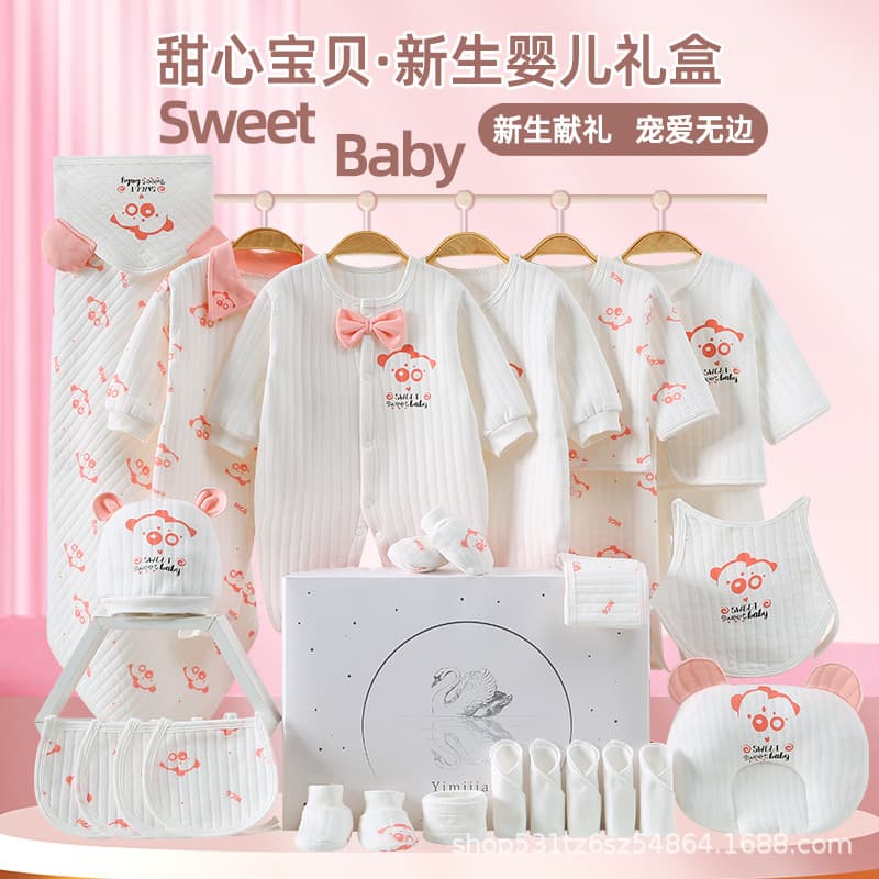 Baby Gift Box Pure Cotton Newborn Clothes Set Autumn Winter Newborn Essentials Full Set Infant Full Moon Gift