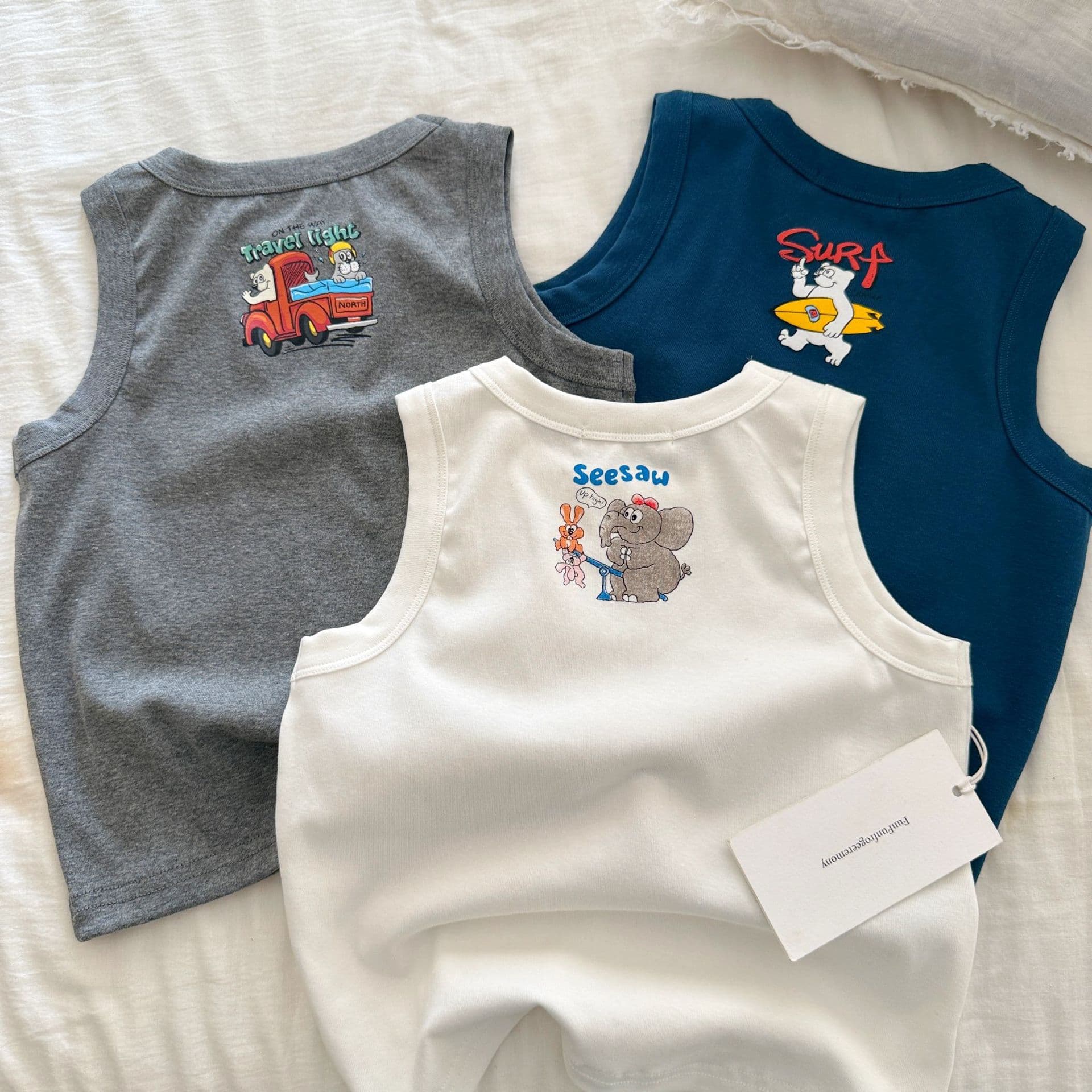 2026 summer children's clothing children's T-shirt boys sleeveless cute vest cartoon