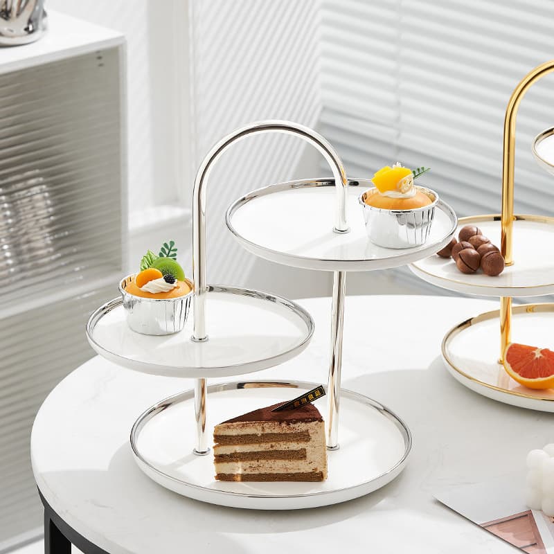 Ceramic Dessert Stand Display Shelf Cold Buffet Tea Party High-Foot Tray Multi-Layer Wedding Birthday Cake Plate