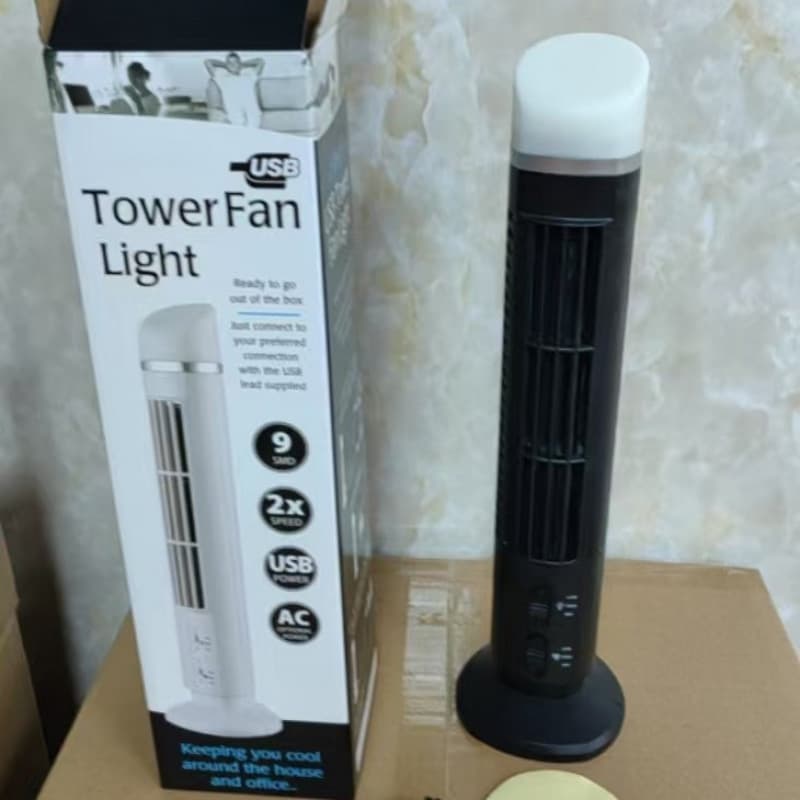Cross-border LED desktop USB bladeless fan, creative student office home LED eye-protection mini tower fan