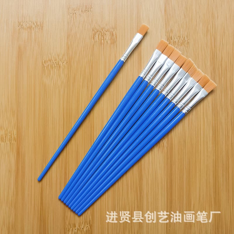 Acrylic Paint Pens Plastic Handle Paint by Numbers Brush Flat Tip Paintbrush Liner Brush Vinyl Doll Plaster Nylon Brush