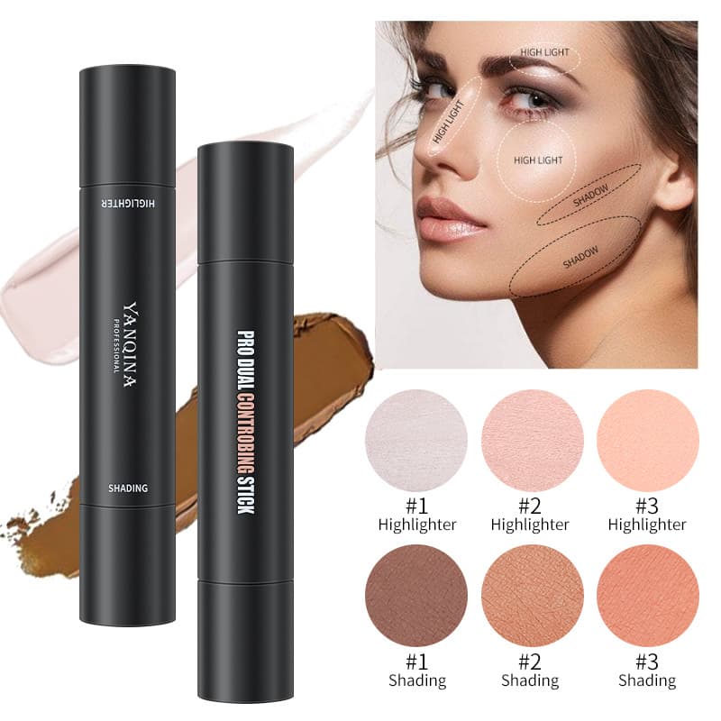 Amazon Makeup Yanqina Double-Ended Highlighter Stick, Natural Contouring Pen for Facial Shadow Modification and Three-Dimensional Effect