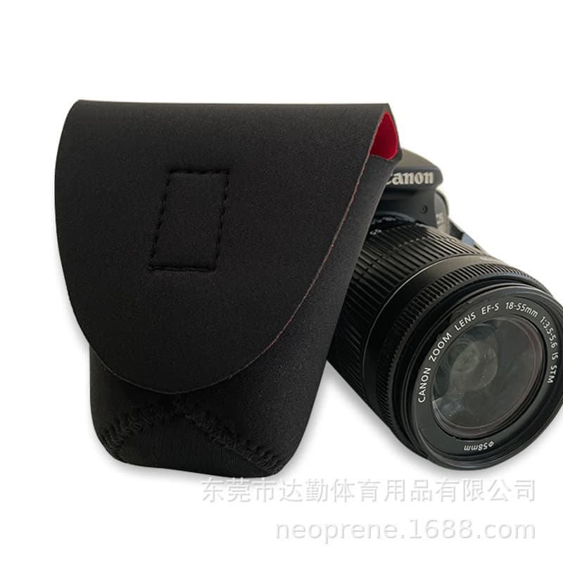 SLR Camera Photography Lens Bag Lens Barrel Thickened Diving Material Shockproof Waterproof Lens Bag Red and Black Lens Cover