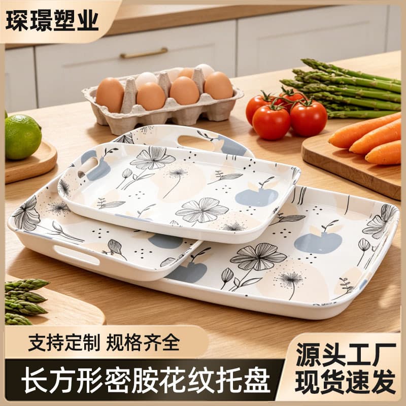 Factory Direct Double Ear Rectangular Coffee Tray Melamine Tea Tray Decal Tray MELAMINE TRAY
