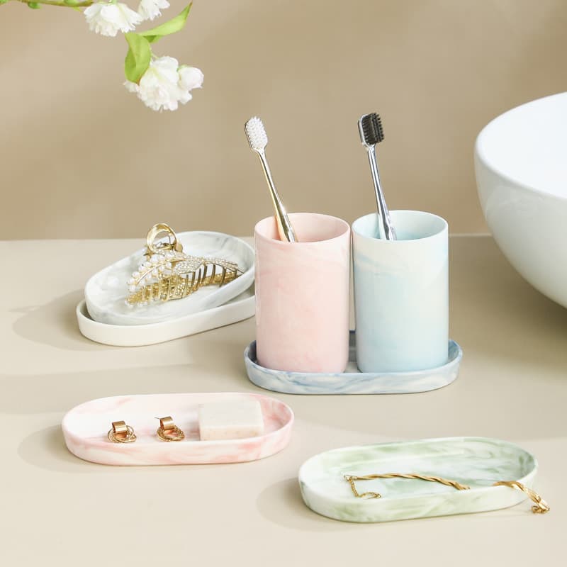 Spot ceramic tray jewelry tray mouthwash cup tray bathroom storage tray soap dispenser wash tray
