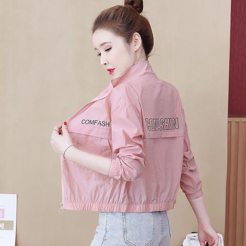 Sun Protection Jacket Baseball Jacket Outerwear Stand Collar Summer Thin Versatile UV Resistant Loose New Style Sunscreen Coat Women