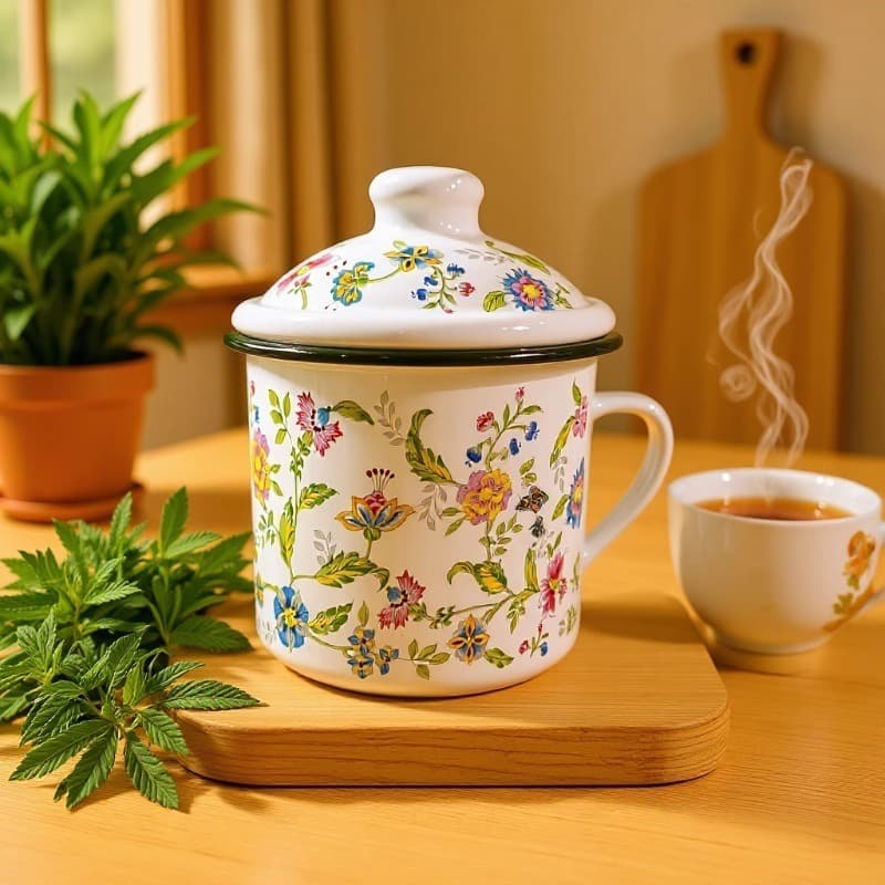 Thickened Vintage Enamel Cup Retro Nostalgic Tea Cup with Lid Rich Tea Mug Mug Souvenir Coffee Cup