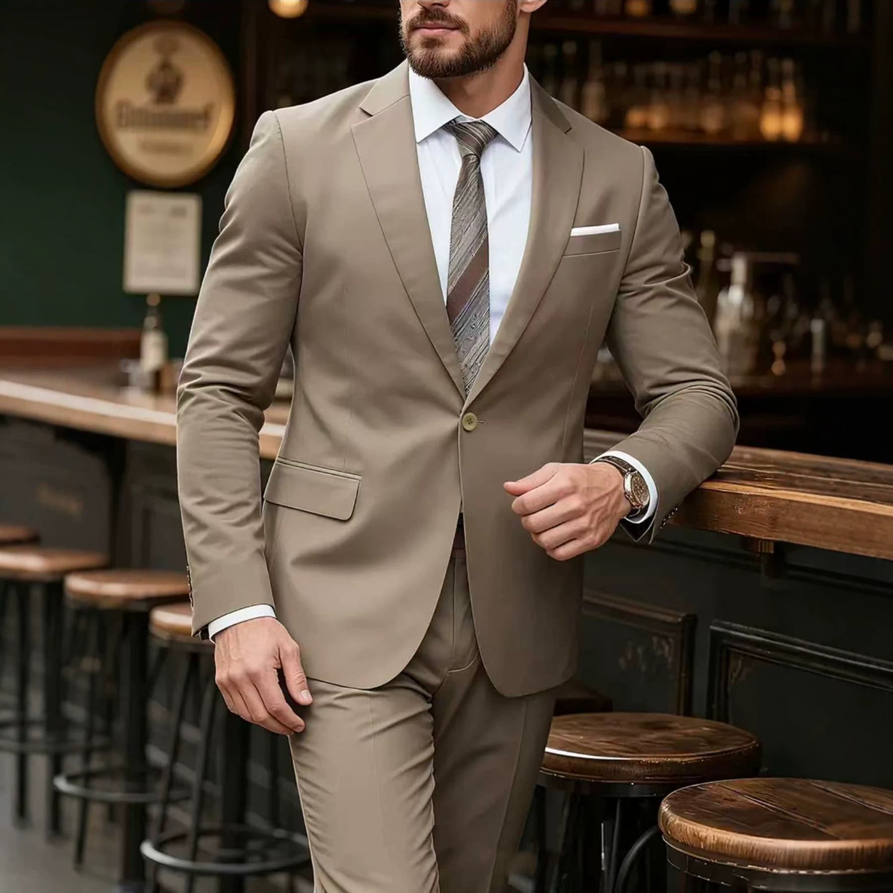 Cross-border Business Men's Suit Set Solid Color Wedding Host Best Man Suit Two-Piece Set