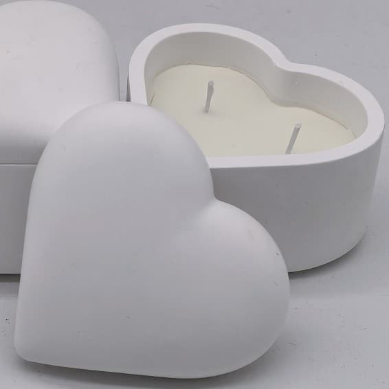 White love plaster jar with lid, scented candle, love candle, Valentine's Day gift ornament