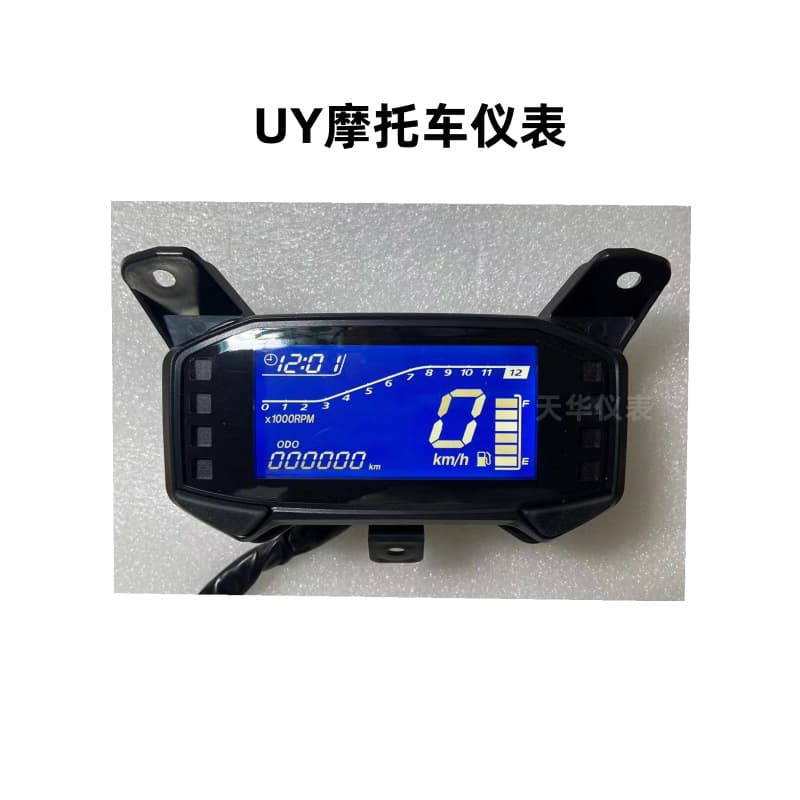 UY Motorcycle 125 LCD Instrument Panel Speedometer Odometer Fuel Gauge Tachometer Time Assembly