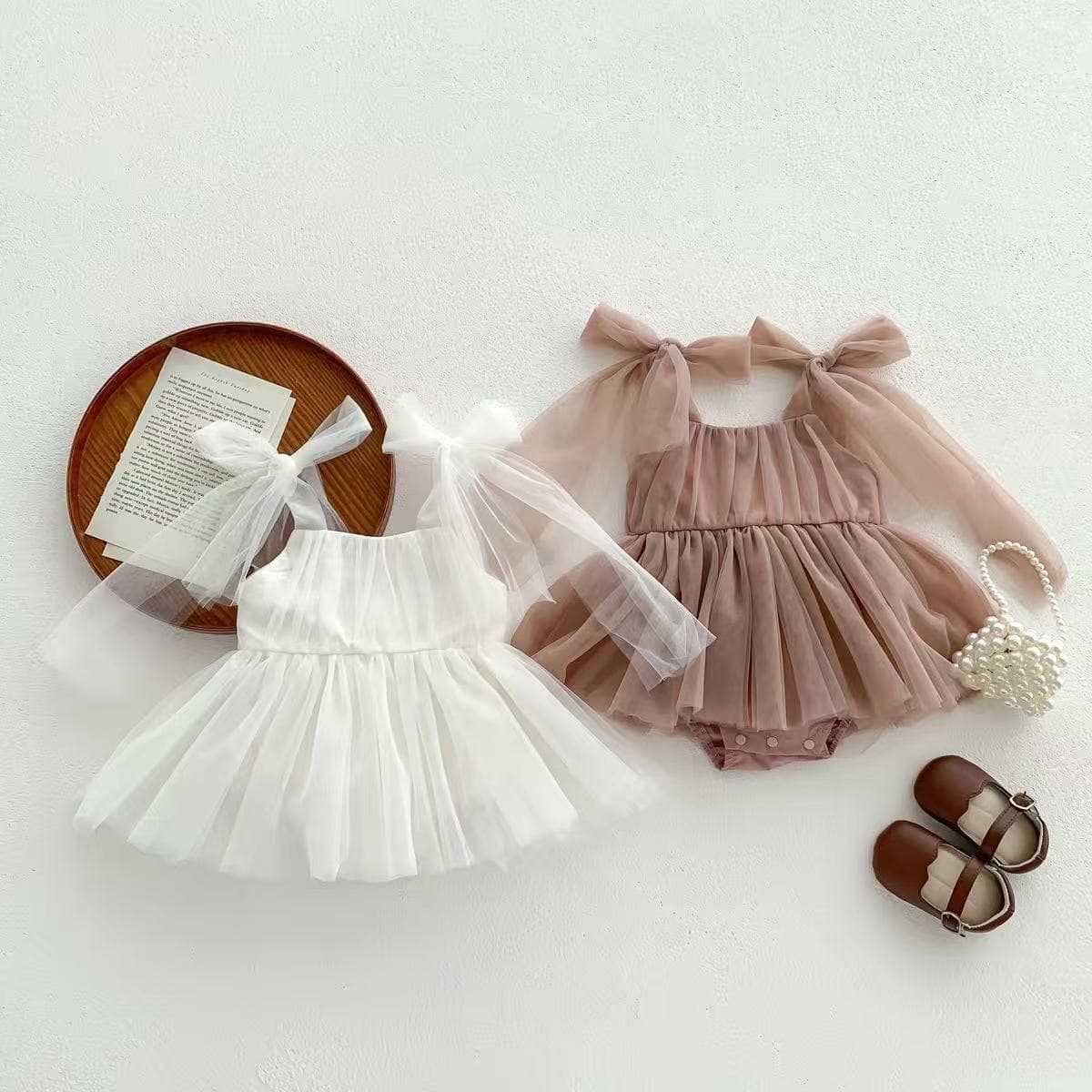 Baby Girl Sleeveless Bodysuit Tutu Princess Dress Newborn 100 Days Photo Gown
