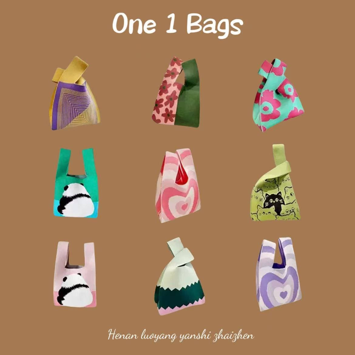 New Style Knitted Yarn Handbag Women's Trendy Bucket Bag Tote Bag Lunch Bag