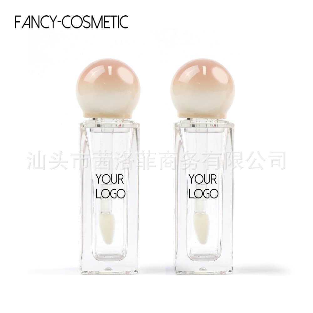 Round head transparent square tube empty packaging material color changeable lip gloss tube printed LOGO lip glaze tube