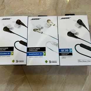 Export Version QC20 Active Noise Cancelling Headphones, In-Ear Active Noise Cancelling Music & Call, Wired Headset with Remote