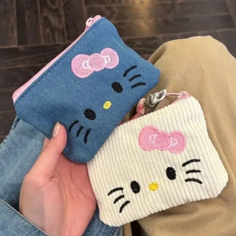 Corduroy Kt Coin Purse Lipstick Earphones Carry-On Bag Embroidered High-Value Cosmetics Bag Travel Bag Embroidered Women's Bag