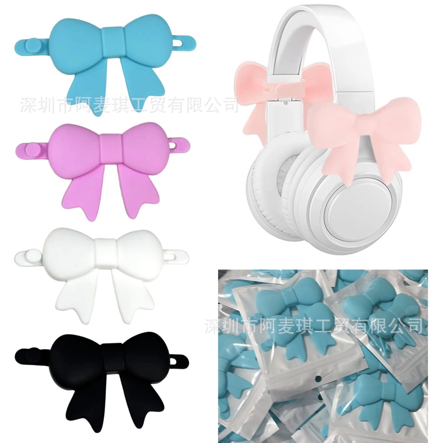 Amazon Cross-border TK Hot Selling Headphone Accessories Silicone Bow Decoration for Computer Gaming Headset