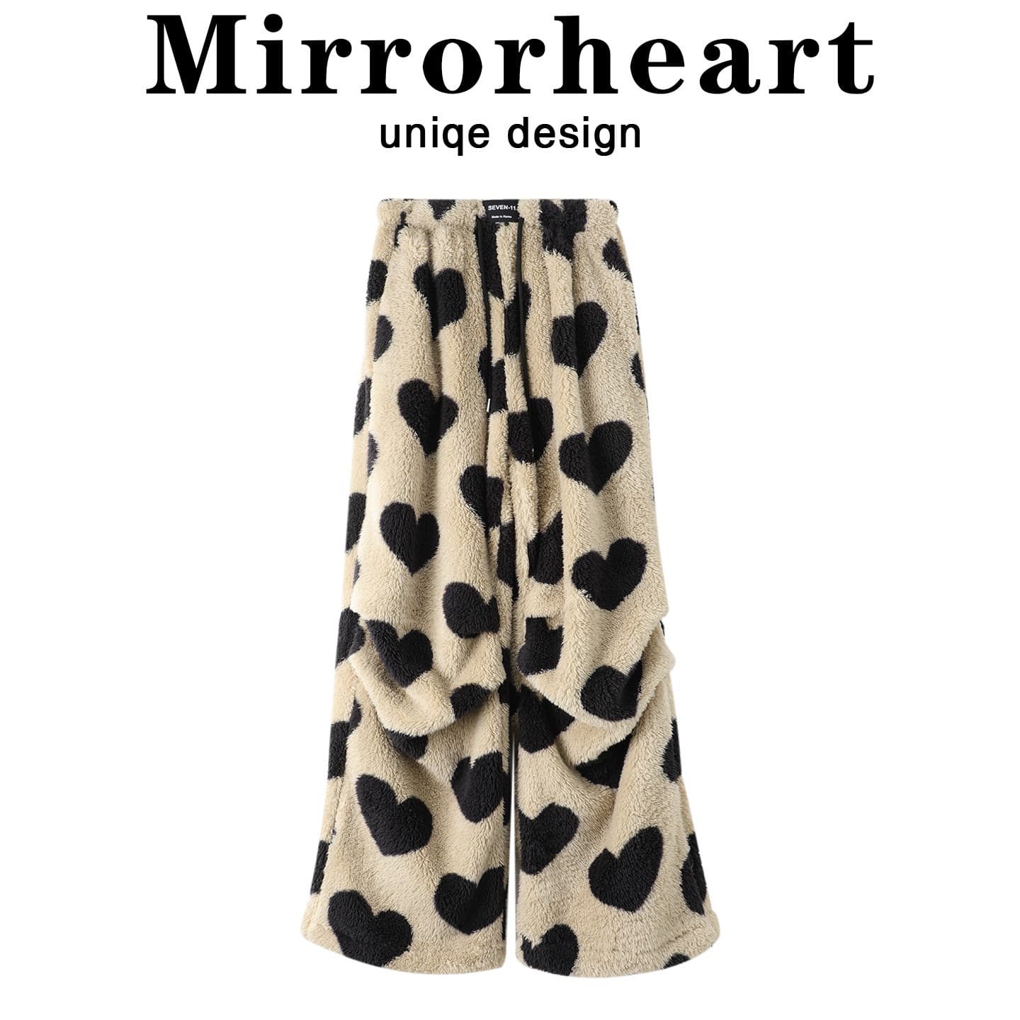 Trendy Wide-Leg Pants for Women 2025 Autumn and Winter New Style Loose Street Style Heart-Shaped Thickened Lamb Wool Casual Pants Fashion