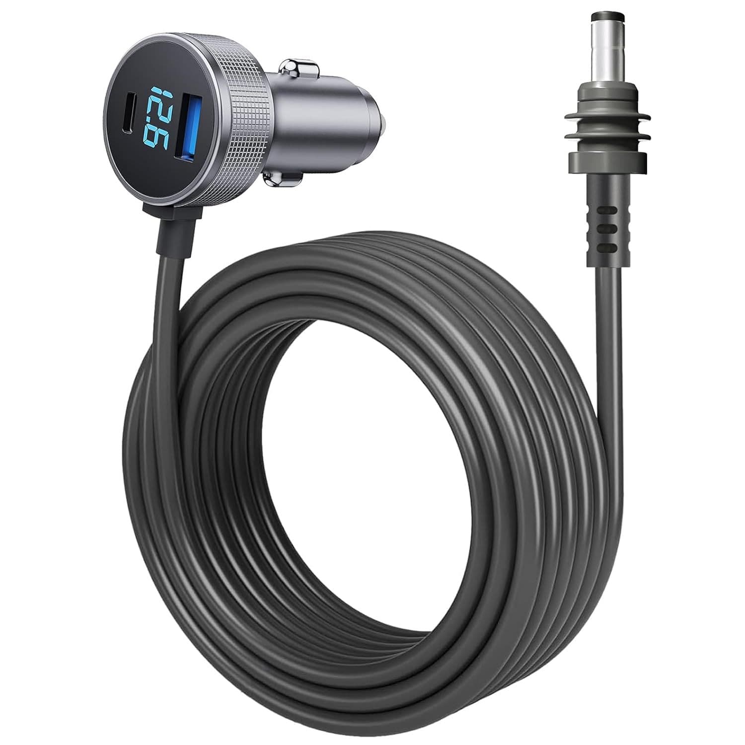 Cross-border popular mini digital display mini DC head equipment car charger cigarette lighter charging cable car power supply waterproof
