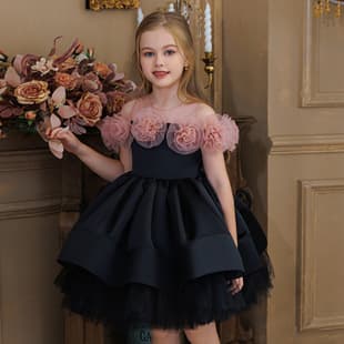 Cross-border Trade Children's Birthday Dinner Princess Dress for Little Girls Piano Host Performance Outfit Flower Girl Wedding Gown