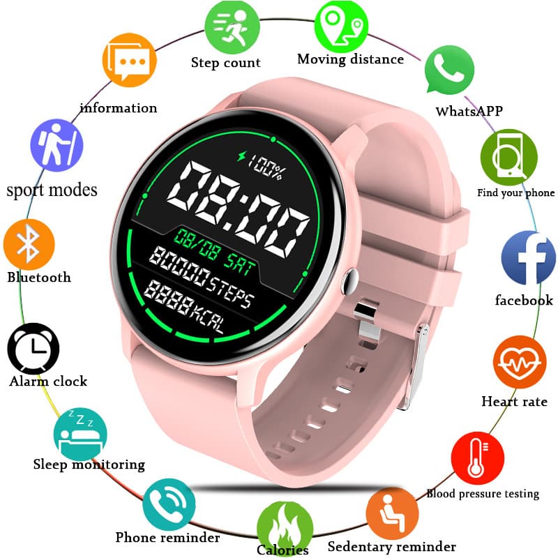 240*240 Resolution Touch Control Smart Watch Men Women Pressure Oxygen Step Counting Detection Silicone Strap