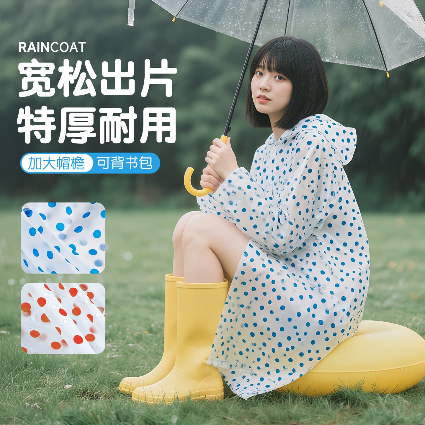 Thickened Polka Dot Raincoat Travel Portable Raincoat Individual Packaging Non-Disposable EVA Dot Raincoat Wholesale