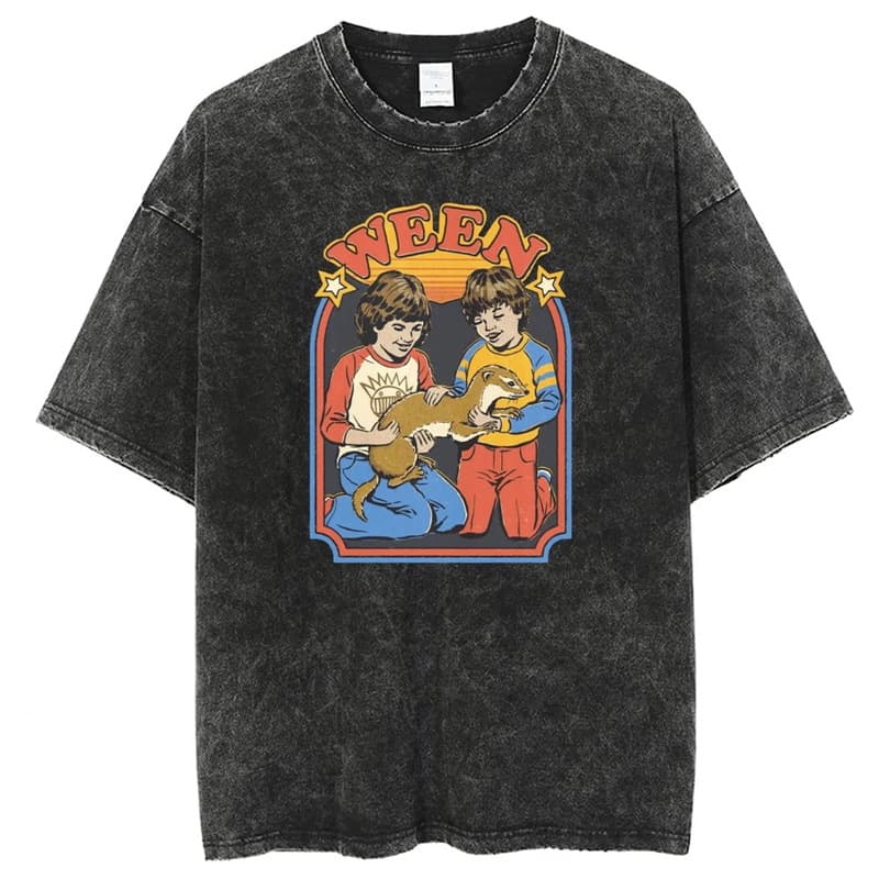 The Ween Printed Washed Tshirts Men Women Harajuku Short-sle