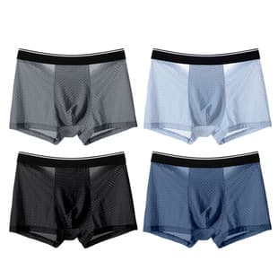 Summer Thin Men's Modal Boxer Briefs, Ice Silk, Bamboo Fiber, Mesh, Breathable, Comfortable
