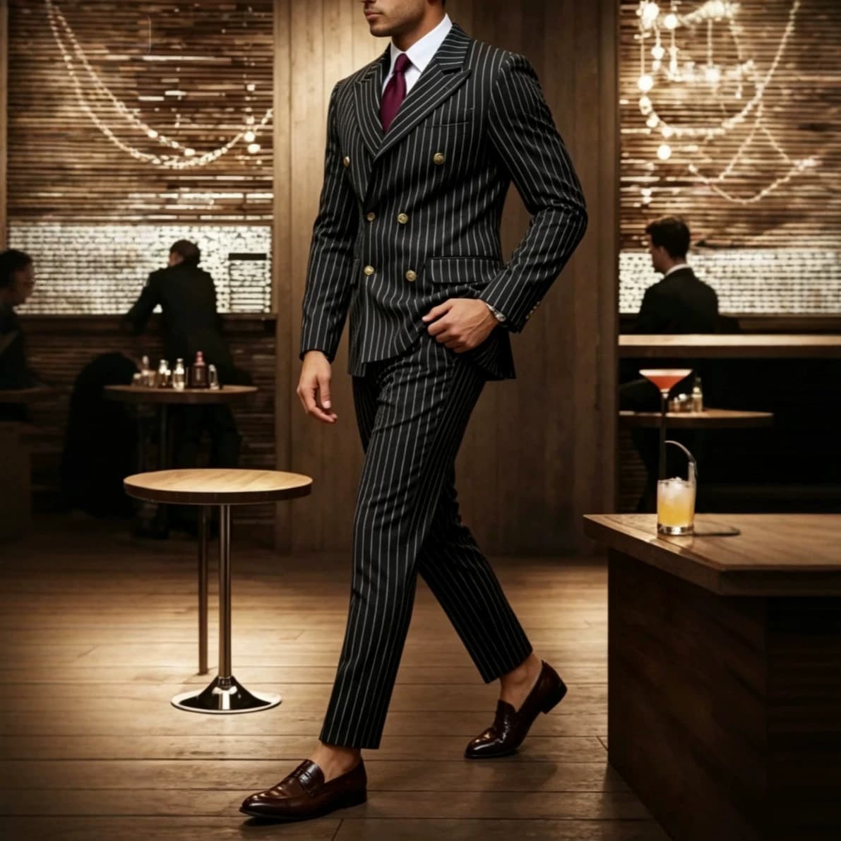 ZZ 2607002 Men's suit suit men's striped suit trousers business dinner wedding Suits set