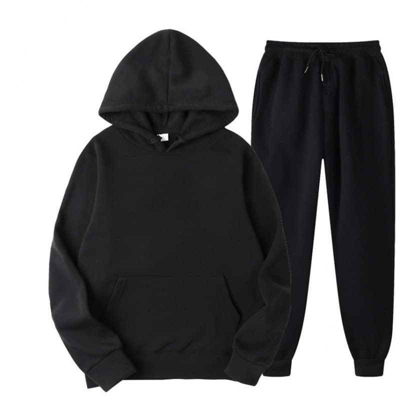 2023 Men's Spring/Autumn Solid Color Hoodie Sweatshirt Two-Piece Sportswear Set