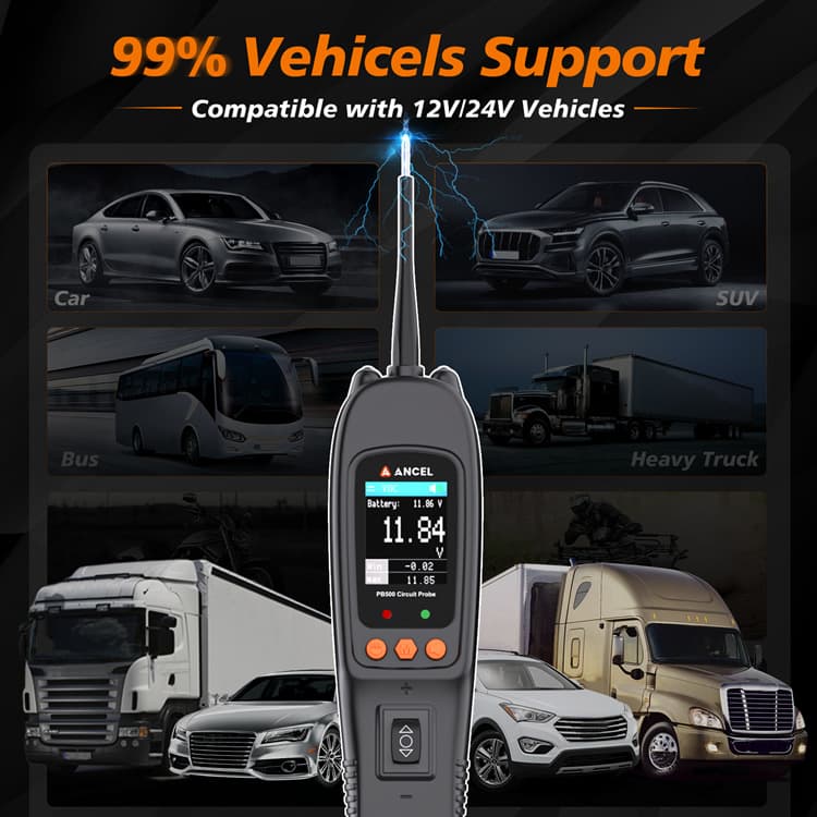 Ancel PB500 automotive power circuit probe tester inspection tool 12V 24V electrical system test