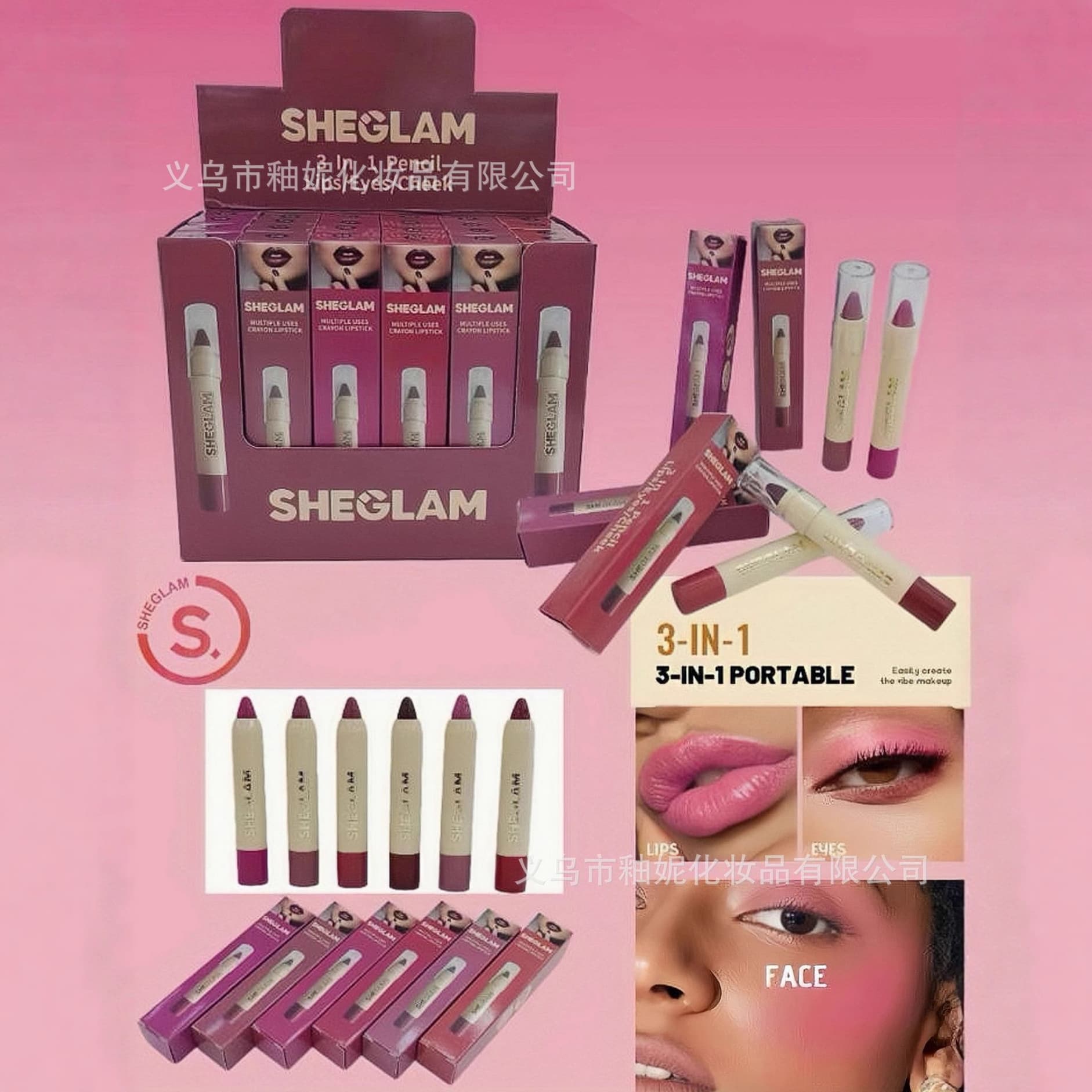 SHEGLAM 6-Color Lip Liner Pencil Lipstick for Defining Delicate, Full Lip Shape, Waterproof, Long-Lasting Color