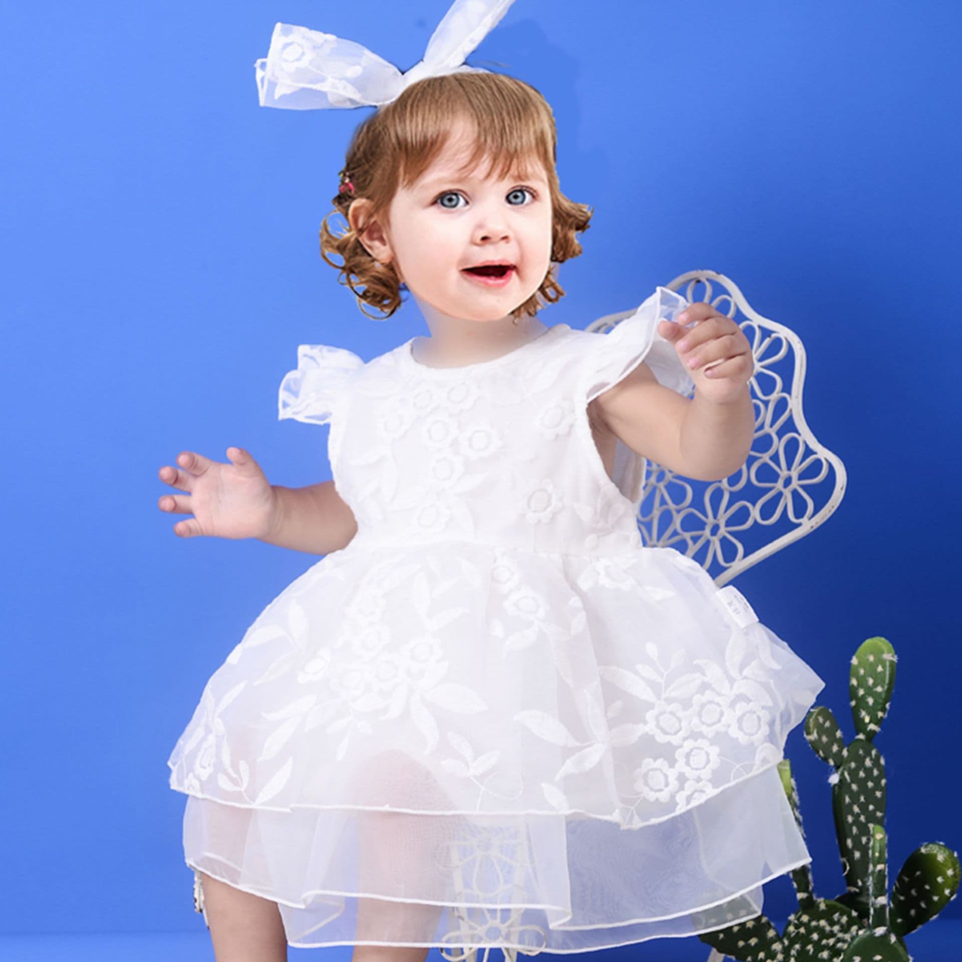 Summer baby spring cotton jumpsuit, ha skirt, 100-day-old dress, mesh skirt, baby clothes