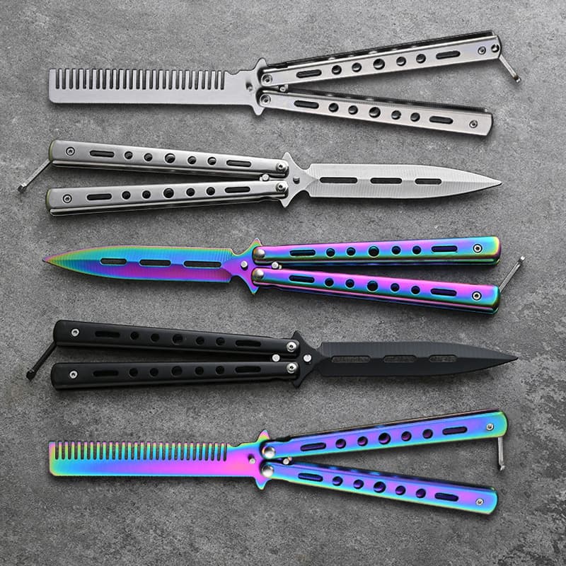 CSGO peripheral butterfly comb, unsharpened butterfly knife, all-steel folding knife, training balisong fancy toy, small knife play