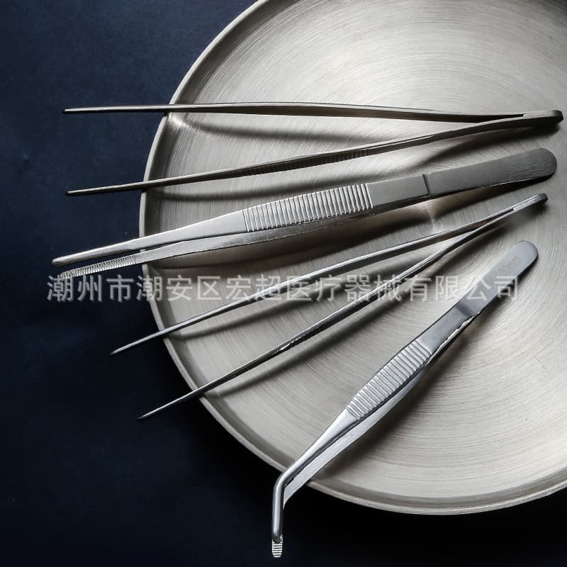 304 Stainless Steel Tweezers, Thick Round-Tip Tongs, Scorpion Bent-Tip Fine Craft Gardening and Landscape Tweezers, Cr Tongs