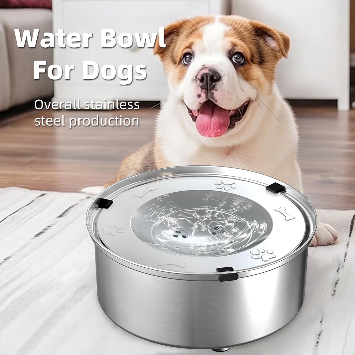 New Pet Stainless Steel Floating Water Bowl Non-Wet Mouth Cat Dog Drinking Bowl Detachable Easy Clean Large Capacity Anti-Splash Dog Bowl