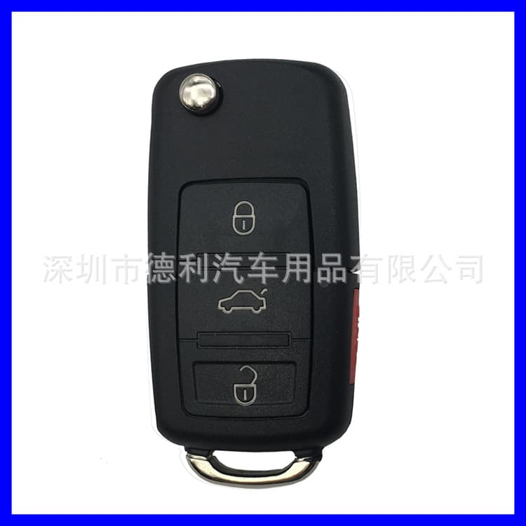 For Volkswagen Old Model 4-Button Car Key Case Key Fob Remote Shell with Blank Key and Base