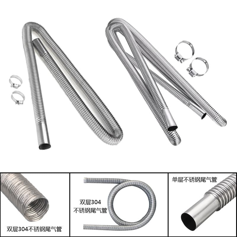 Stainless Steel Exhaust Pipe Parking Heater Spiral Thread Corrugated Exhaust Tailpipe Auto Parts