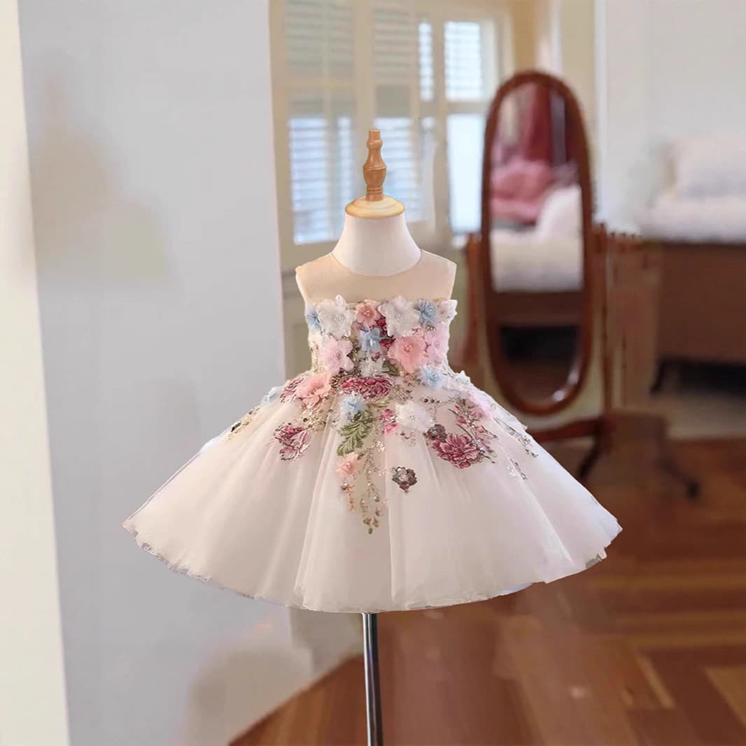 Girls' Formal Dress for Children's Day Host, Piano Performance, Birthday Flower Girl Princess Gown, Light Luxury, Unique, High-End