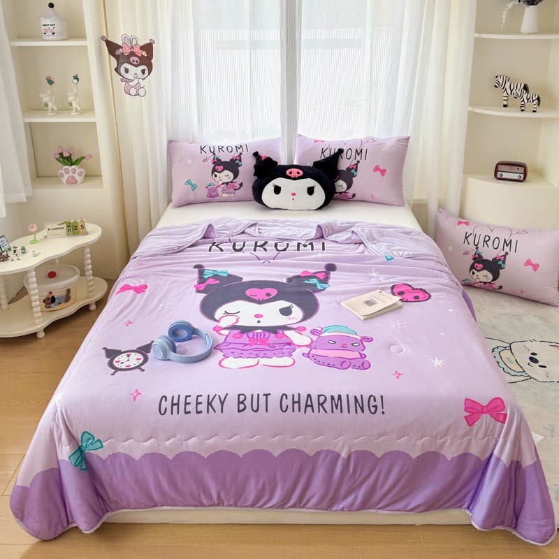 Sanrio Knitted Cool Summer Quilt Cartoon Children's Nap Quilt Household Machine Washable Single/Double Air Conditioning Quilt Wholesale